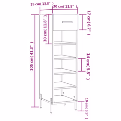 vidaXL Shoe Cabinet Shoe Storage Shelf Shoe Rack Grey Sonoma Engineered Wood - smoked oak