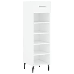 vidaXL Shoe Cabinet Shoe Storage Shoe Rack High Gloss White Engineered Wood - white