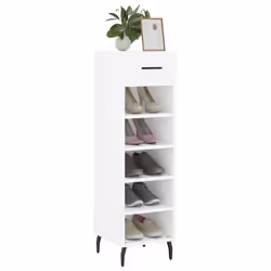 vidaXL Shoe Cabinet Shoe Storage Shoe Rack High Gloss White Engineered Wood - white