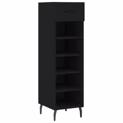 vidaXL Shoe Cabinet Shoe Storage Shoe Rack High Gloss White Engineered Wood - black