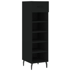 vidaXL Shoe Cabinet Shoe Storage Shoe Rack High Gloss White Engineered Wood - black