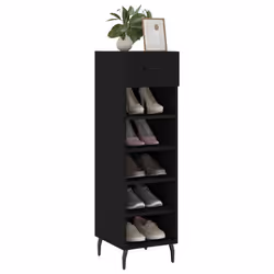 vidaXL Shoe Cabinet Shoe Storage Shoe Rack High Gloss White Engineered Wood - black