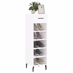 vidaXL Shoe Cabinet Shoe Storage Shoe Rack High Gloss White Engineered Wood - high gloss white