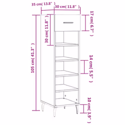 vidaXL Shoe Cabinet Shoe Storage Shoe Rack High Gloss White Engineered Wood - concrete grey