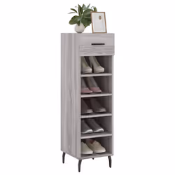 vidaXL Shoe Cabinet Shoe Storage Shoe Rack High Gloss White Engineered Wood - grey sonoma