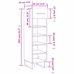 vidaXL Shoe Cabinet Shoe Storage Shelf Shoe Rack Grey Sonoma Engineered Wood - white