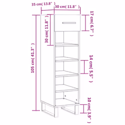 vidaXL Shoe Cabinet Shoe Storage Shelf Shoe Rack Grey Sonoma Engineered Wood - concrete grey