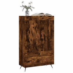 vidaXL Highboard Sideboard Storage Cabinet High Gloss White Engineered Wood - smoked oak - Additional view 2