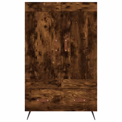 vidaXL Highboard Sideboard Storage Cabinet High Gloss White Engineered Wood - smoked oak - Additional view 4