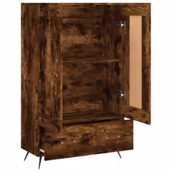 vidaXL Highboard Sideboard Storage Cabinet High Gloss White Engineered Wood - smoked oak - Additional view 5