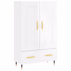 vidaXL Highboard Sideboard Storage Cabinet High Gloss White Engineered Wood - high gloss white