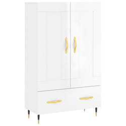 vidaXL Highboard Sideboard Storage Cabinet High Gloss White Engineered Wood - high gloss white