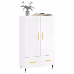 vidaXL Highboard Sideboard Storage Cabinet High Gloss White Engineered Wood - high gloss white