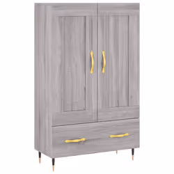 vidaXL Highboard Sideboard Storage Cabinet High Gloss White Engineered Wood - grey sonoma