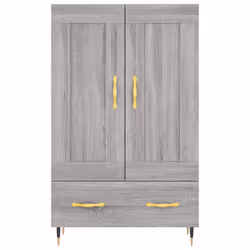vidaXL Highboard Sideboard Storage Cabinet High Gloss White Engineered Wood - grey sonoma - Additional view 4