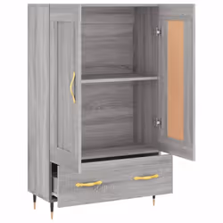 vidaXL Highboard Sideboard Storage Cabinet High Gloss White Engineered Wood - grey sonoma - Additional view 5