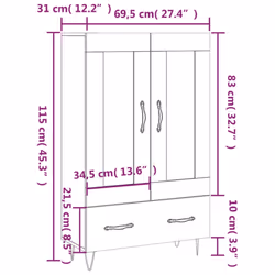 vidaXL Highboard Sideboard Storage Cabinet Side Cabinet White Engineered Wood - grey sonoma