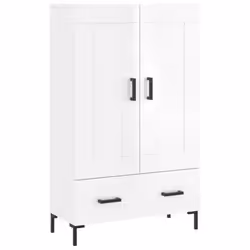 vidaXL Highboard Sideboard Cupboard Side Cabinet Smoked Oak Engineered Wood - high gloss white