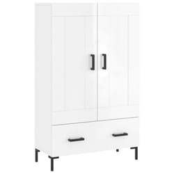 vidaXL Highboard Sideboard Cupboard Side Cabinet Smoked Oak Engineered Wood - high gloss white