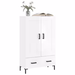 vidaXL Highboard Sideboard Cupboard Side Cabinet Smoked Oak Engineered Wood - high gloss white