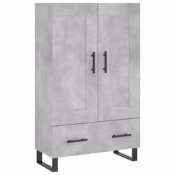 vidaXL Highboard Sideboard Storage Cabinet Side Cabinet Black Engineered Wood - concrete grey