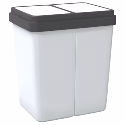 vidaXL Dual Bin Dual Compartment Rubbish Bin Waste Recycling Basket White 2x25 L - Additional view 4