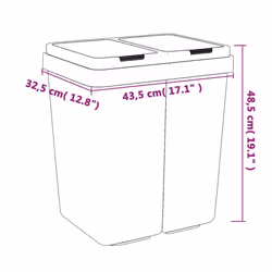 vidaXL Dual Bin Dual Compartment Rubbish Bin Waste Recycling Basket White 2x25 L - Additional view 5