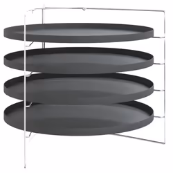 vidaXL Pizza Pans Pizza Tray Kitchen Pizza Oven Tray with Rack 4 pcs Steel