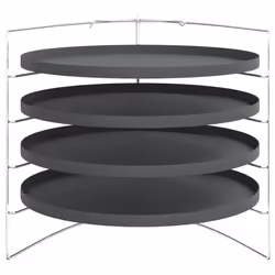 vidaXL Pizza Pans Pizza Tray Kitchen Pizza Oven Tray with Rack 4 pcs Steel