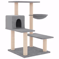 vidaXL Cat Tree Cat Tower with Sisal Scratching Posts Cat Activity Centre - light grey