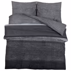 vidaXL 1/2x Duvet Cover Set Cotton Duvet Slipcover Sheet Multi Colours/Sizes - dark grey and black, 260 x 220 cm + 50 x 75 cm/ 2 pcs - Additional view 2