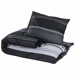 vidaXL 1/2x Duvet Cover Set Cotton Duvet Slipcover Sheet Multi Colours/Sizes - black stripes, 240 x 220 cm + 60 x 70 cm/ 2 pcs - Additional view 2