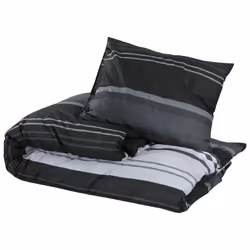 vidaXL 1/2x Duvet Cover Set Cotton Duvet Slipcover Sheet Multi Colours/Sizes - black stripes, 260 x 240 cm + 65 x 65 cm/ 2 pcs - Additional view 2