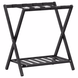 vidaXL Luggage Rack Suitcase Stand Luggage Stand Suitcase Holder Black Bamboo