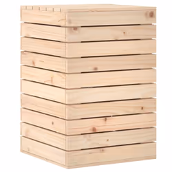 vidaXL Laundry Basket Laundry Hamper with Lid Laundry Sorter Solid Wood Pine - natural, 44 x 44 x 66 cm