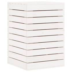 vidaXL Laundry Basket Laundry Hamper with Lid Laundry Sorter Solid Wood Pine - white, 44 x 44 x 66 cm