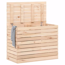 vidaXL Laundry Basket Laundry Hamper with Lid Laundry Sorter Solid Wood Pine - natural, 88.5 x 44 x 66 cm