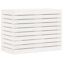 vidaXL Laundry Basket Laundry Hamper with Lid Laundry Sorter Solid Wood Pine - white, 88.5 x 44 x 66 cm
