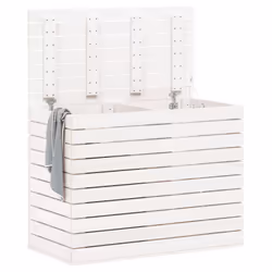 vidaXL Laundry Basket Laundry Hamper with Lid Laundry Sorter Solid Wood Pine - white, 88.5 x 44 x 66 cm