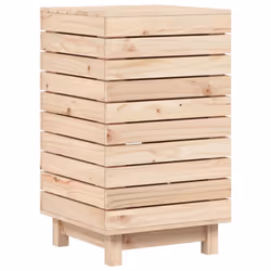 vidaXL Laundry Basket Laundry Hamper with Lid Laundry Sorter Solid Wood Pine - natural, 44 x 44 x 76 cm