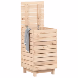 vidaXL Laundry Basket Laundry Hamper with Lid Laundry Sorter Solid Wood Pine - natural, 44 x 44 x 76 cm