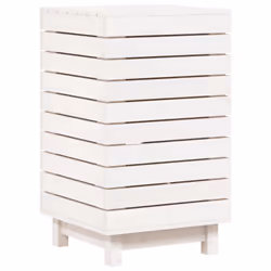 vidaXL Laundry Basket Laundry Hamper with Lid Laundry Sorter Solid Wood Pine - white, 44 x 44 x 76 cm