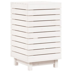 vidaXL Laundry Basket Laundry Hamper with Lid Laundry Sorter Solid Wood Pine - white, 44 x 44 x 76 cm