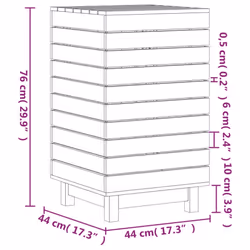 vidaXL Laundry Basket Laundry Hamper with Lid Laundry Sorter Solid Wood Pine - white, 44 x 44 x 76 cm