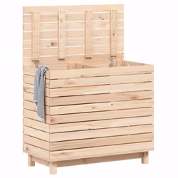 vidaXL Laundry Basket Laundry Hamper with Lid Laundry Sorter Solid Wood Pine - natural, 88,5 x 44 x 76 cm
