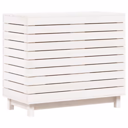 vidaXL Laundry Basket Laundry Hamper with Lid Laundry Sorter Solid Wood Pine - white, 88,5 x 44 x 76 cm