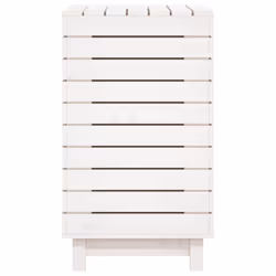 vidaXL Laundry Basket Laundry Hamper with Lid Laundry Sorter Solid Wood Pine - white, 88,5 x 44 x 76 cm - Additional view 5