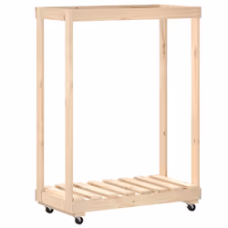 vidaXL Log Holder with Wheels Firewood Rack Log Wood Storage Solid Wood Pine - natural - Additional view 5