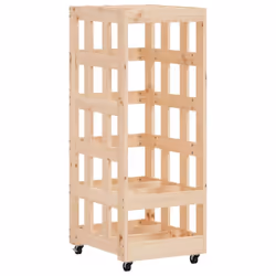 vidaXL Log Holder with Wheels Firewood Rack Log Wood Storage Solid Wood Pine - natural