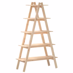vidaXL 5-Tier Shelf A-shape Standing Shelf Bookcase Book Rack Solid Wood Pine - natural